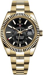 Rolex Sky-Dweller Czarny/18 karatowe żółte złoto Ø42 mm 326938-0004