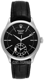 Rolex Cellini Dual Time Czarny/Skóra Ø39 mm 50529-0007