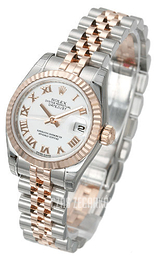 Rolex Lady Oyster Perpetual Biały/18 karatowe różowe złoto Ø26 mm 179171/4