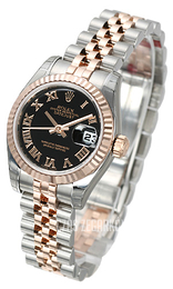 Rolex Lady Oyster Perpetual Czarny/18 karatowe różowe złoto Ø26 mm 179171/5