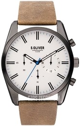 S.Oliver Classic Srebrny/Skóra Ø43 mm SO-3867-LC