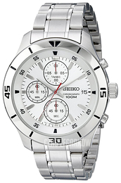 Seiko Chronograph Biały/Stal Ø42 mm SKS397