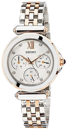 Seiko Biały/Stal w kolorze różowego złota Ø32 mm SKY700P1