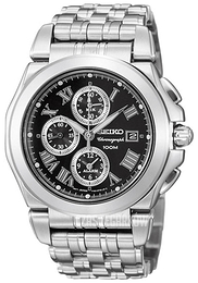 Seiko Chronograph Czarny/Stal Ø43 mm SNA525