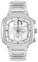 Seiko Chronograph Biały/Stal SNA635