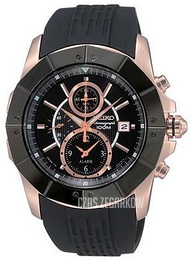 Seiko Chronograph Czarny/Guma Ø46 mm SNAD04