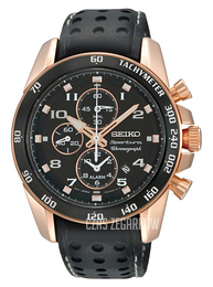 Seiko Chronograph Czarny/Skóra Ø42 mm SNAE80P1