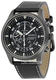 Seiko Chronograph Czarny/Skóra Ø45 mm SNDA21P1