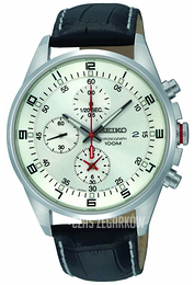 Seiko Chronograph Biały/Skóra Ø40 mm SNDC87P2