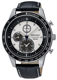 Seiko Chronograph Biały/Skóra Ø43 mm SNDD93