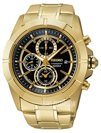 Seiko Chronograph Czarny/Stal w odcieniu złota Ø45 mm SNDE74
