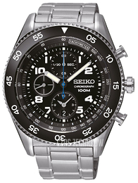 Seiko Chronograph Czarny/Stal Ø45 mm SNDG59P1