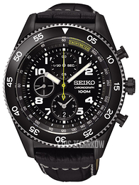 Seiko Chronograph Czarny/Skóra Ø44 mm SNDG61P1