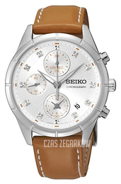 Seiko Chronograph Srebrny/Skóra Ø36 mm SNDX45