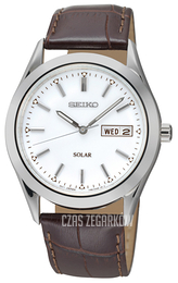 Seiko Solar Biały/Skóra Ø37 mm SNE037P2