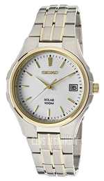 Seiko Dress Biały/Stal w odcieniu złota Ø38 mm SNE132