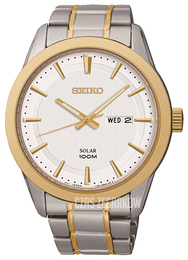 Seiko Dress Biały/Stal w odcieniu złota Ø43 mm SNE364P1