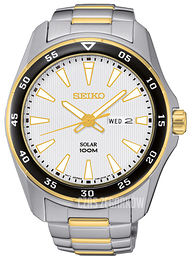 Seiko Solar Biały/Stal w odcieniu złota Ø44 mm SNE394P1