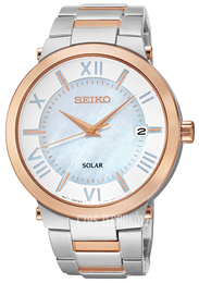 Seiko Biały/Stal w kolorze różowego złota Ø38.5 mm SNE882