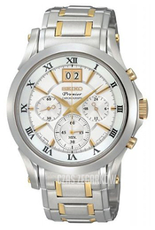 Seiko Premier Biały/Stal w odcieniu złota Ø41 mm SPC058