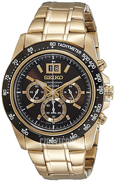 Seiko Chronograph Brązowy/Stal w odcieniu złota Ø44 mm SPC236P1