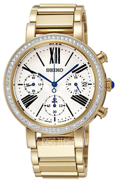 Seiko Chronograph Biały/Stal w odcieniu złota Ø35.3 mm SRW014