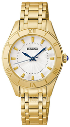 Seiko Dress Ladies Biały/Stal w odcieniu złota Ø30 mm SRZ434P1