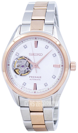 Seiko Presage Biały/18 karatowe różowe złoto Ø35 mm SSA810J1