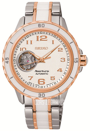 Seiko Sportura Biały/Stal w kolorze różowego złota Ø41 mm SSA880