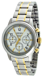 Seiko Chronograph Biały/Stal w odcieniu złota Ø40 mm SSB009