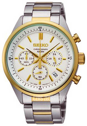 Seiko Chronograph Biały/Stal Ø41 mm SSB064