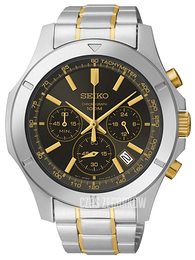 Seiko Chronograph Czarny/Stal w odcieniu złota Ø44 mm SSB109