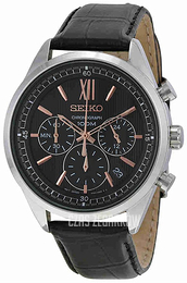Seiko Chronograph Czarny/Skóra Ø41 mm SSB159P1