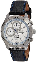 Seiko Chronograph Biały/Skóra Ø42 mm SSB191P1