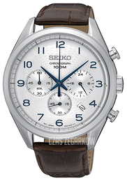 Seiko Chronograph Biały/Skóra Ø43 mm SSB229P1
