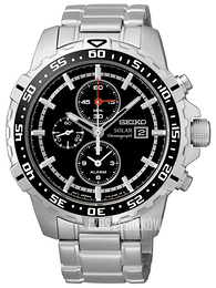 Seiko Chronograph Czarny/Stal Ø45 mm SSC299P1