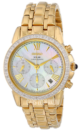 Seiko Chronograph Biały/Stal w odcieniu złota Ø35.5 mm SSC890