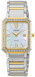 Seiko Solar Biały/Stal w odcieniu złota SUP428P1