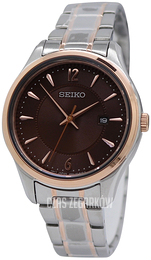 Seiko Classic Brązowy/Stal w kolorze różowego złota Ø30 mm SUR476P1
