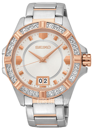 Seiko Dress Ladies Biały/Stal w kolorze różowego złota Ø37.4 mm SUR804P1