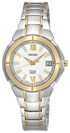 Seiko Solar Biały/Stal w odcieniu złota Ø29 mm SUT022P1