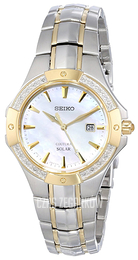 Seiko Coutura Biały/Stal w odcieniu złota Ø29 mm SUT124