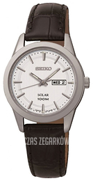 Seiko Solar Biały/Skóra Ø28 mm SUT159P2