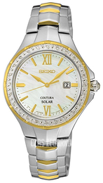 Seiko Coutura Biały/Stal w odcieniu złota Ø29 mm SUT240