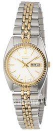 Seiko Dress Ladies Biały/Stal w odcieniu złota Ø24 mm SWZ054