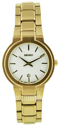Seiko Dress Ladies Biały/Stal w odcieniu złota Ø30 mm SXB416P1