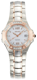 Seiko Coutura Biały/Stal w kolorze różowego złota Ø26 mm SXDB12