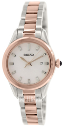 Seiko Dress Ladies Biały/Stal w kolorze różowego złota Ø29 mm SXDF68P1