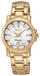 Seiko Premier Biały/Stal w odcieniu złota Ø27.7 mm SXDG04P1