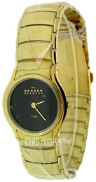 Skagen Denmark Czarny/Stal w odcieniu złota Ø18 mm 256SGXGB